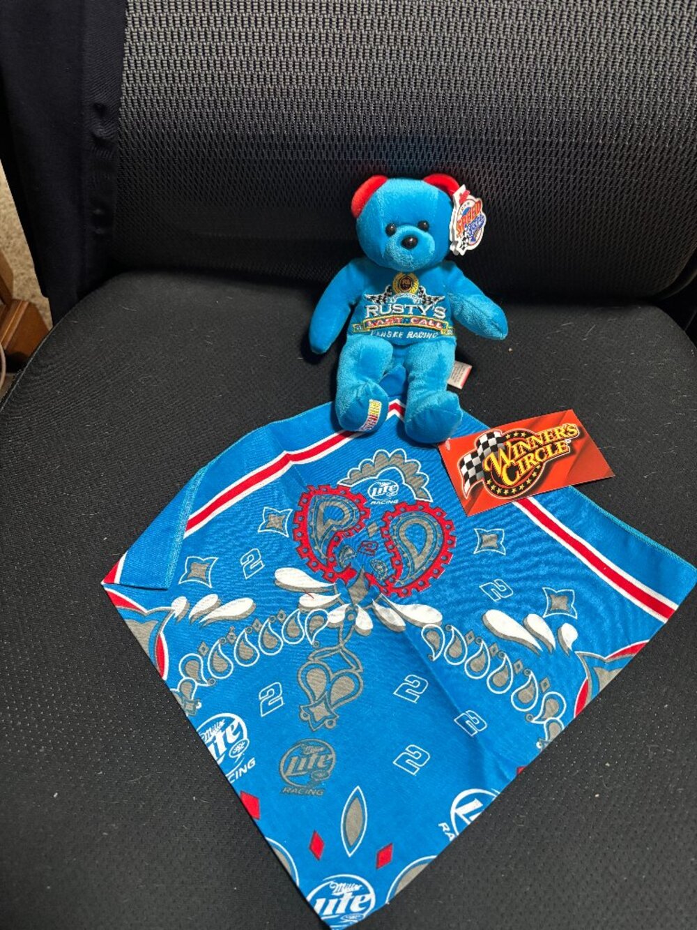 Vintage Rusty Wallace Teddy Bear/ Hankerchief